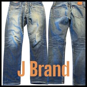 J Brand Distressed Whiskering Flynn Slim Skinny Straight Jeans (34x30)